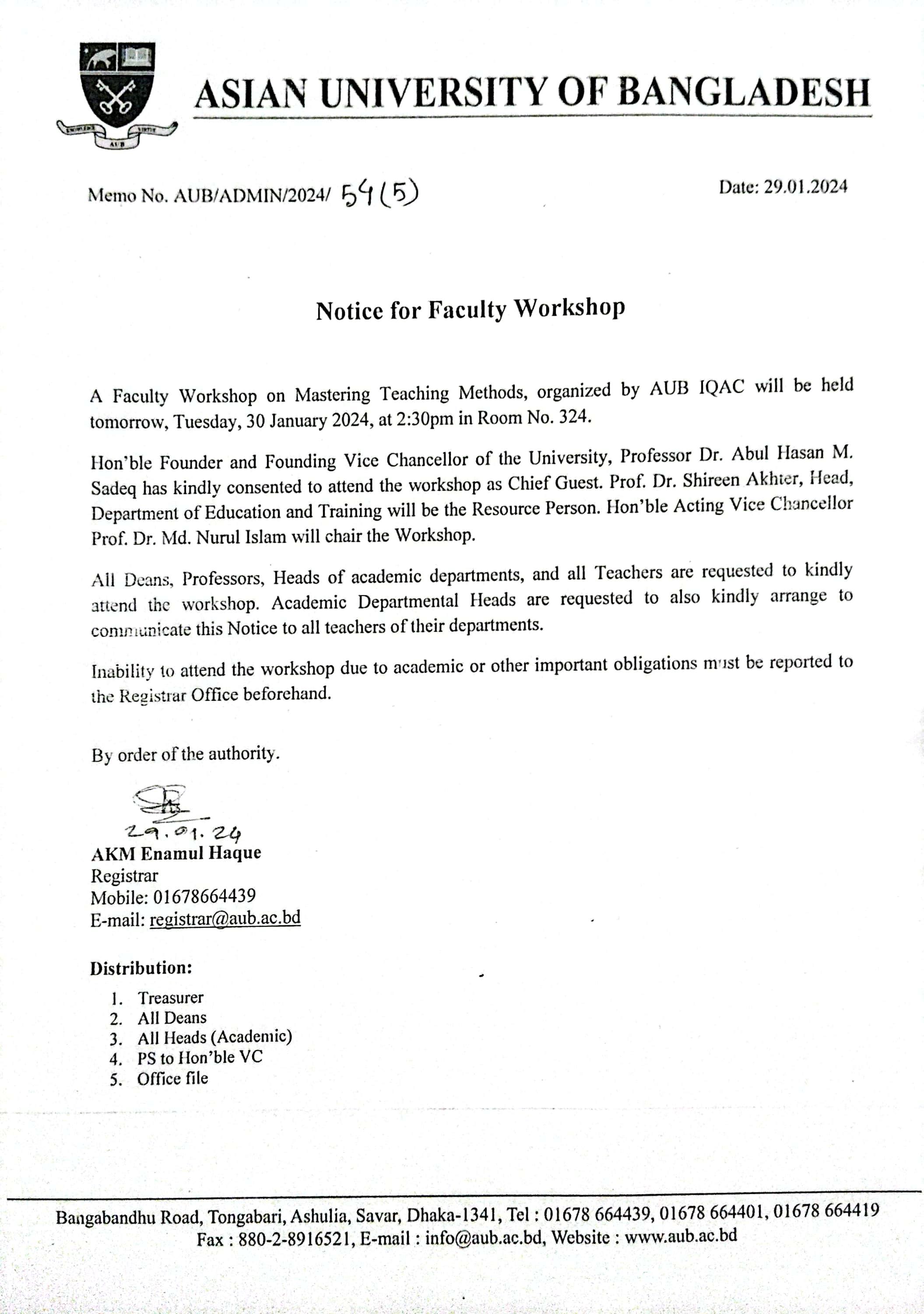 Notice for Faculty Workshop image
